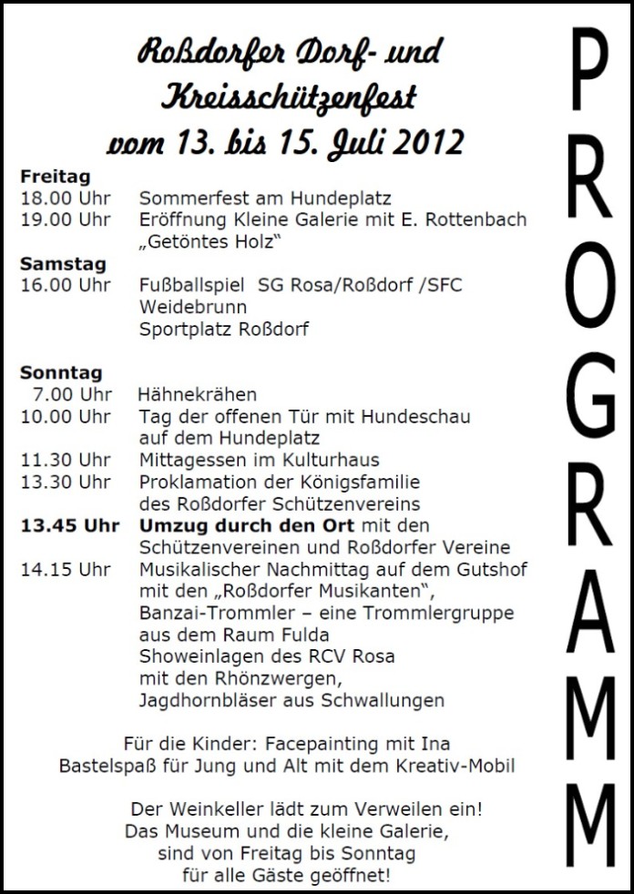 Programm Dorf- und Schützenfest 2012